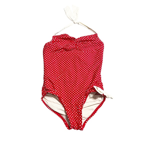 Juicy Couture Beach Baby Girls Red Polka Dot Halter One Piece Swimsuit Size 10 - Picture 1 of 8